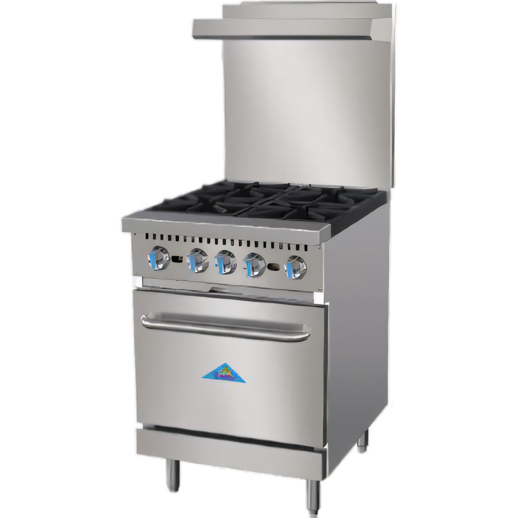 Product image #1 for Comstock-Castle R4 24-Inch Commercial Gas Range with 4 Open Burners, Space-Saver Oven, Back Riser, and High Shelf