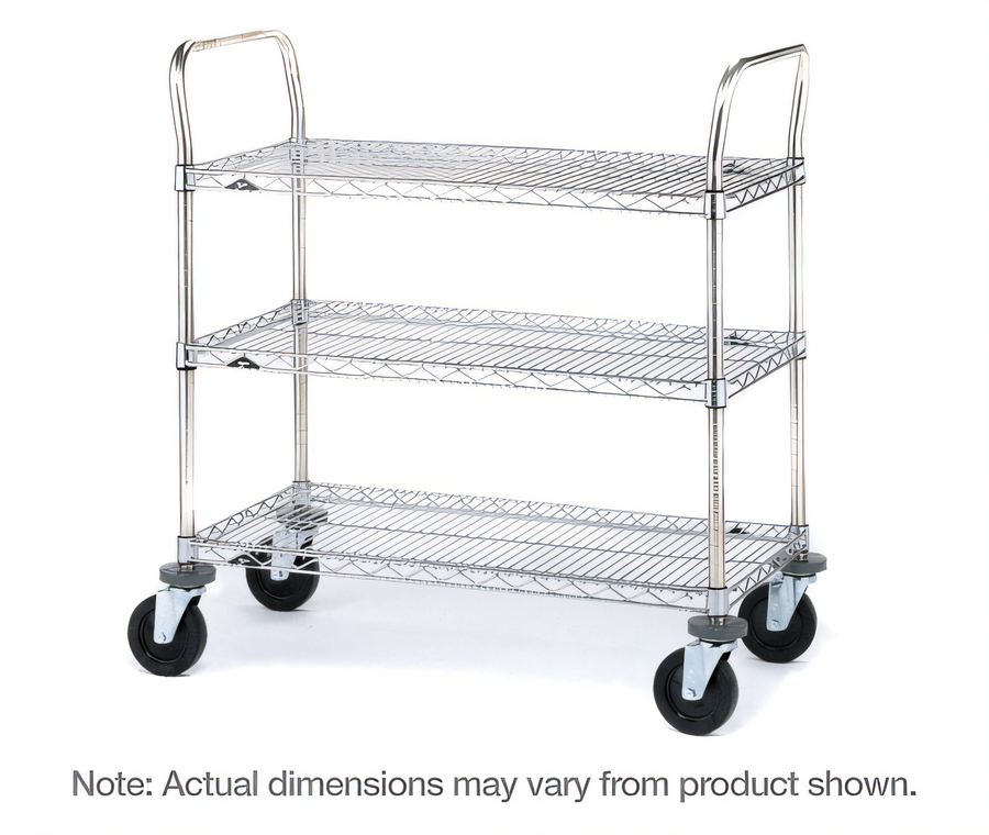 Product image #1 for Metro Super Erecta SP Heavy Duty 3-Shelf Utility Bus Cart, 60 x 24 x 39 Inches, Brite Zinc Finish