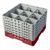 Thumbnail image #2 for Cambro Camrack® Full-Size 9-Compartment Glass Rack with 6 Soft Gray Extenders, Cranberry