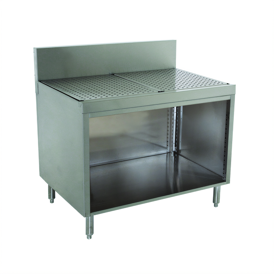 Product image #1 for Advance Tabco Prestige Supreme 48-Inch Stainless Steel Underbar Drainboard Cabinet with Open Front and 7-Inch Backsplash