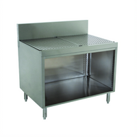 Advance Tabco Prestige Supreme 48-Inch Stainless Steel Underbar Drainboard Cabinet with Open Front and 7-Inch Backsplash