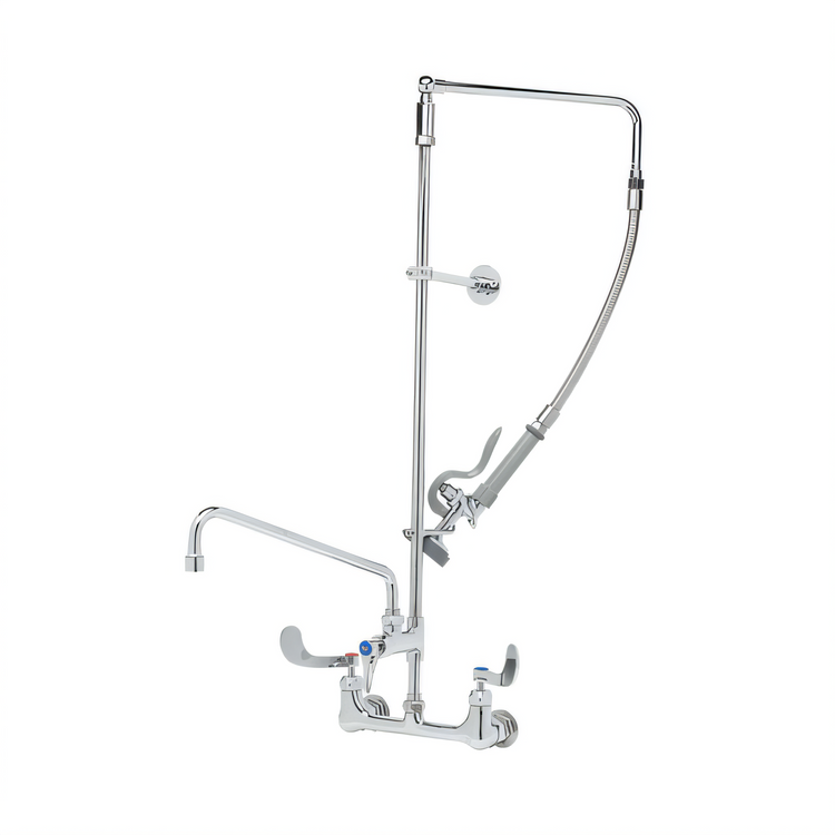 Product image #1 for T&S Brass B-2466 Wall-Mount Pre-Rinse Mixing Faucet with 12-Inch Swing Nozzle and 1.15 GPM Spray Valve