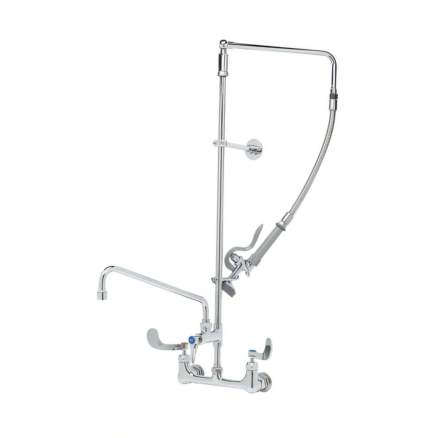 Product image #1 for T&S Brass B-2466 Wall-Mount Pre-Rinse Mixing Faucet with 12-Inch Swing Nozzle and 1.15 GPM Spray Valve