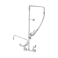 T&S Brass B-2466 Wall-Mount Pre-Rinse Mixing Faucet with 12-Inch Swing Nozzle and 1.15 GPM Spray Valve