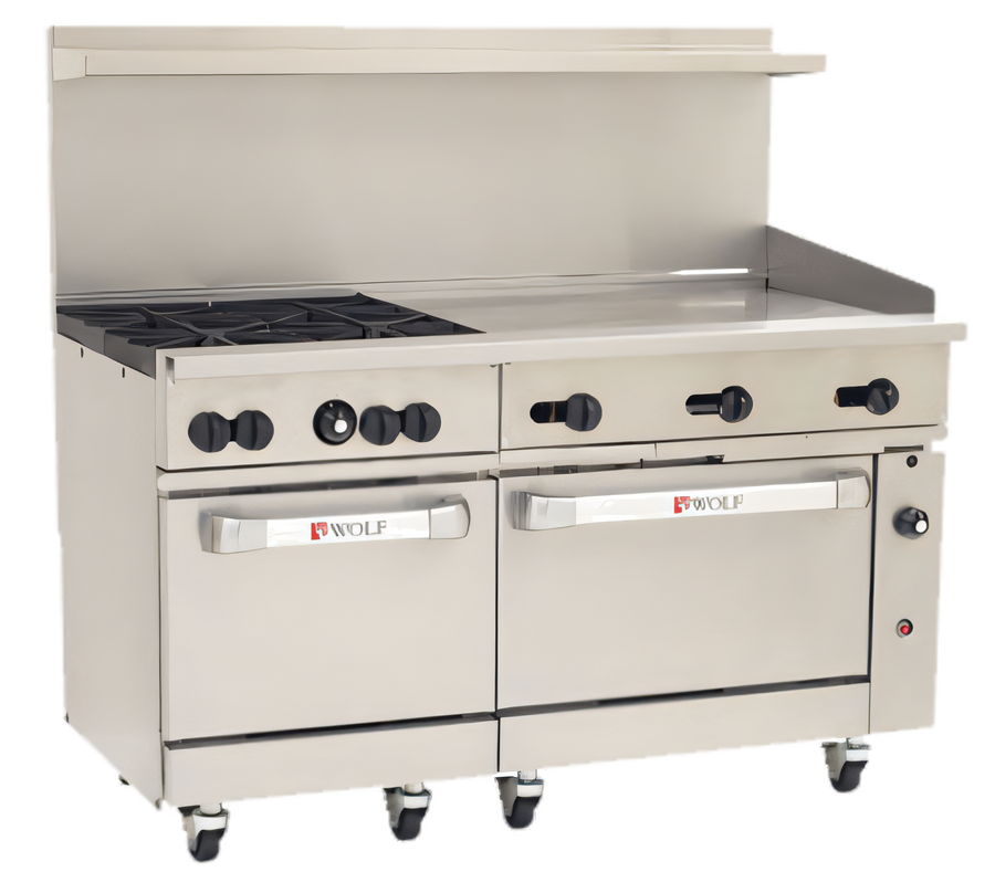 Product image #1 for Wolf Challenger XL 60-Inch Gas Restaurant Range with 4 Burners, 36-Inch Griddle, Standard Oven and Convection Oven