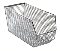 Quantum Chrome Rectangular Mesh Stack & Hang Bin, 17-3/4 x 8-1/8 x 9 Inch