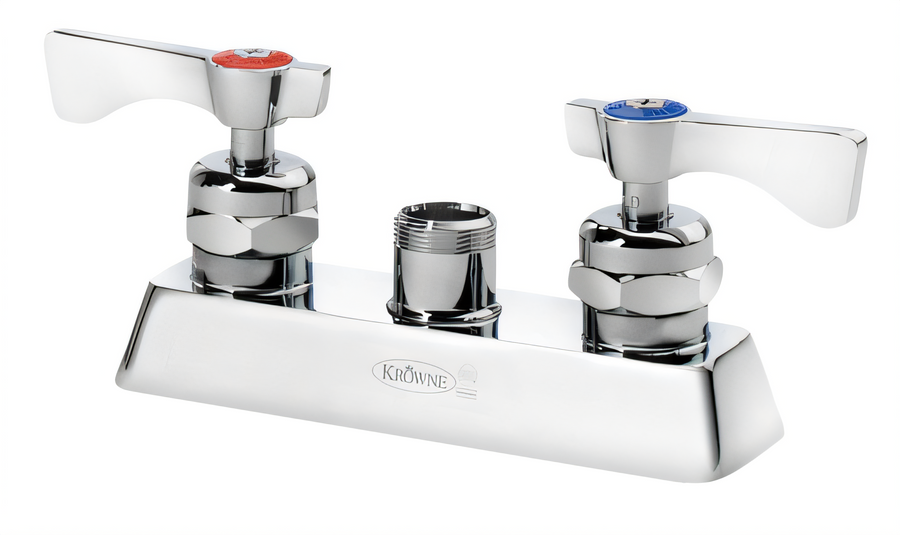 Product image #1 for Krowne Royal Series Low-Lead Deck-Mount Faucet Body, 4" Centers, Without Spout, Ceramic Cartridge Valve