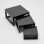 Thumbnail image #1 for American Metalcraft AWRSP 3-Piece Square Wood Buffet Riser Set, Graduated Sizes, Black Case of 4