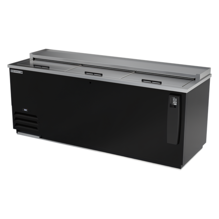 Product image #1 for Deep Well Flat-Top Horizontal Bottle Cooler with Stainless Steel Top, 24.1 Cu. Ft., Black Exterior