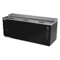 Deep Well Flat-Top Horizontal Bottle Cooler with Stainless Steel Top, 24.1 Cu. Ft., Black Exterior