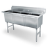 Thumbnail image #1 for Three Compartment Commercial Stainless Steel Sink with Legs, No Drainboard, 35 x 19.5 x 43.75 Inches