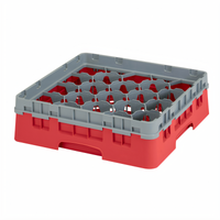 Cambro Camrack® Full-Size 20-Compartment Glass Rack with Soft Gray Extender, Red