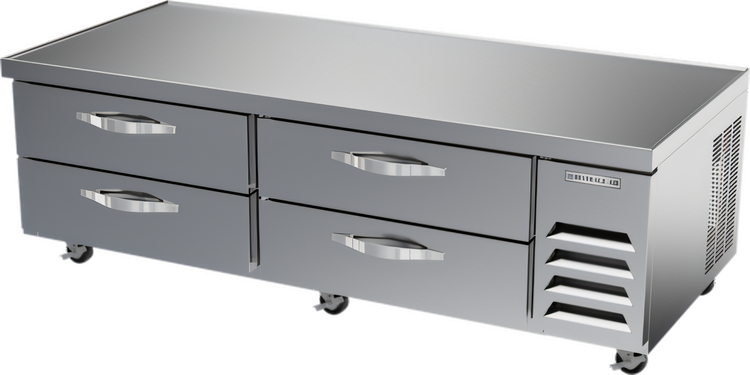 Product image #1 for Beverage-Air Four-Drawer Chef Base Refrigerator, 72-Inch Wide, Side-Mounted Self-Contained, R290