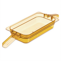 StorPlus™ High Heat 1/3 Size Amber Polyethersulfone Food Pan with Double Handles, 2-1/2 Inch Deep