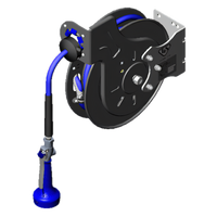 Open Epoxy-Coated Retractable Hose Reel System with 3/8-Inch x 35-Foot Hose and 1.07 GPM Spray Valve