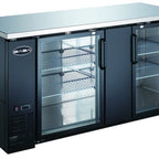 Thumbnail image #1 for SABA SBB-27-69G Two-Section Back Bar Cooler, 69-1/8 in W, 2 Glass Doors, Black Exterior, Stainless Steel Top
