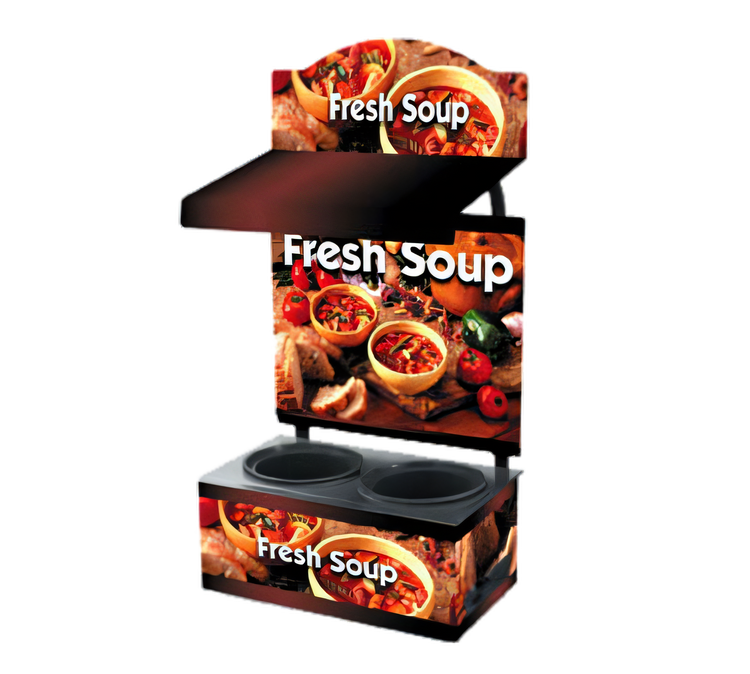 Product image #1 for Vollrath Cayenne Twin Well Countertop Soup Merchandiser with Menu Board and Lighted Canopy, Country Kitchen Graphics
