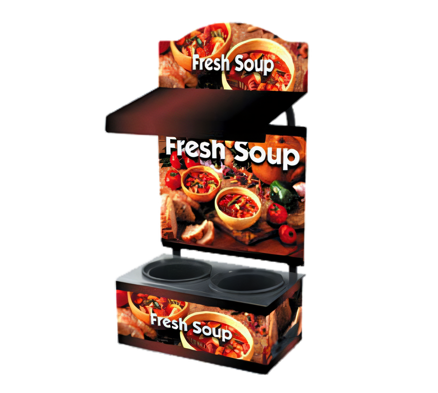 Product image #1 for Vollrath Cayenne Twin Well Countertop Soup Merchandiser with Menu Board and Lighted Canopy, Country Kitchen Graphics