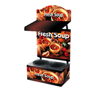 Vollrath Cayenne Twin Well Countertop Soup Merchandiser with Menu Board and Lighted Canopy, Country Kitchen Graphics