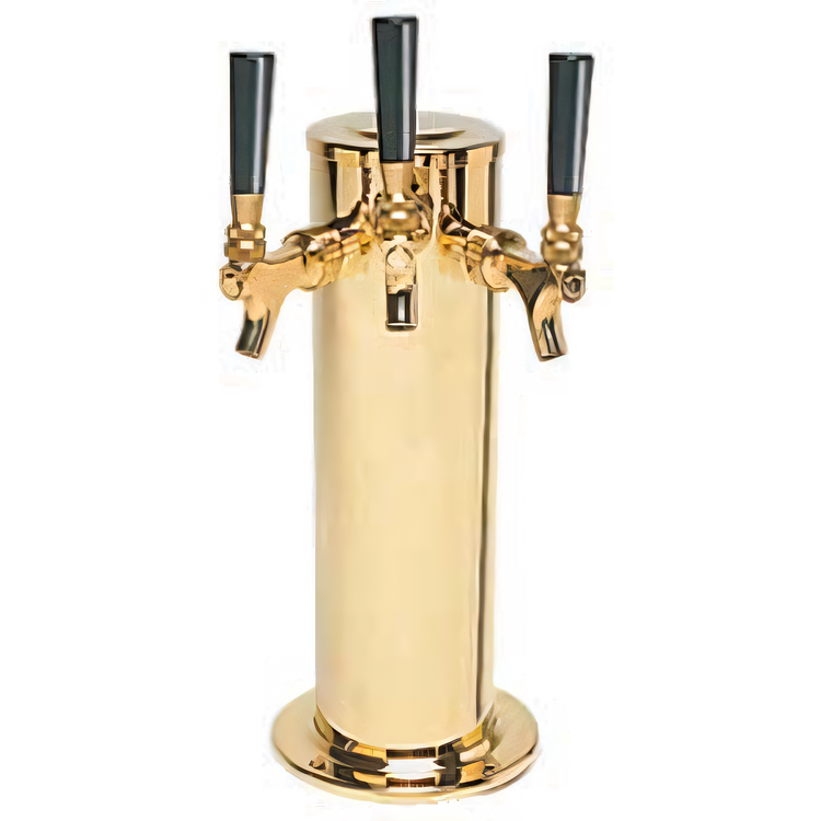 Product image #1 for Micro Matic USA 3-Faucet Glycol-Cooled Countertop Column Draft Beer Tower, PVD Brass Finish