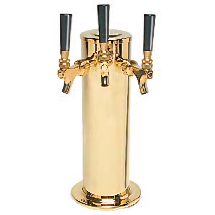 Product image #1 for Micro Matic USA 3-Faucet Glycol-Cooled Countertop Column Draft Beer Tower, PVD Brass Finish