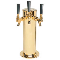 Micro Matic USA 3-Faucet Glycol-Cooled Countertop Column Draft Beer Tower, PVD Brass Finish