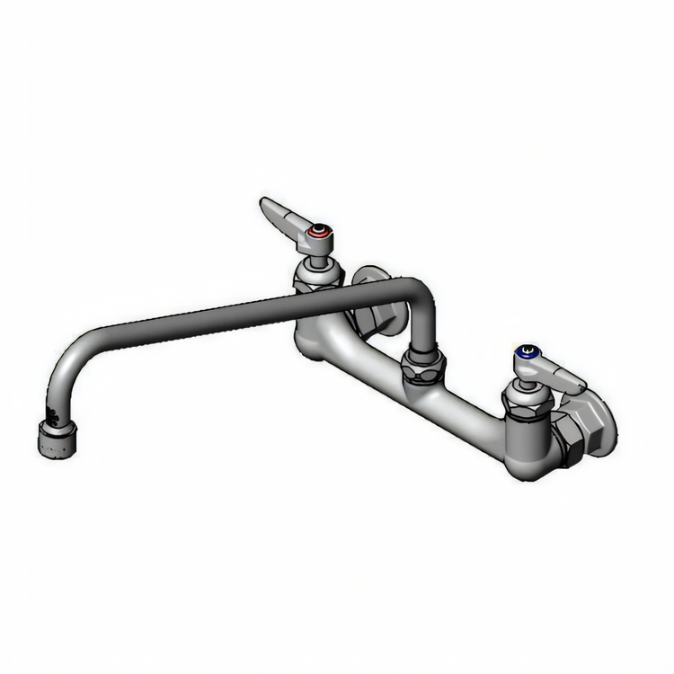 Product image #1 for T&S Brass B-2299-VF22-CR Wall-Mount Mixing Faucet with Swivel Base, 8-Inch Adjustable Centers, 14-Inch Swing Nozzle and 2.2 GPM Vandal-Resistant Aerator