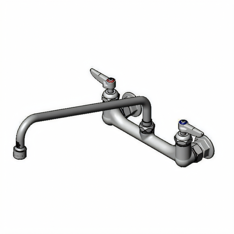 Product image #1 for T&S Brass B-2299-VF22-CR Wall-Mount Mixing Faucet with Swivel Base, 8-Inch Adjustable Centers, 14-Inch Swing Nozzle and 2.2 GPM Vandal-Resistant Aerator