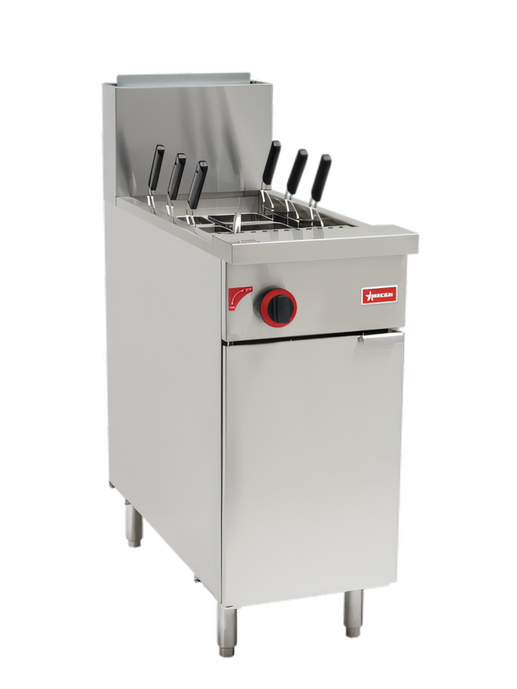 Product image #1 for Omcan USA 11-Gallon Natural Gas Floor Model Pasta Cooker with 6 Stainless Steel Baskets