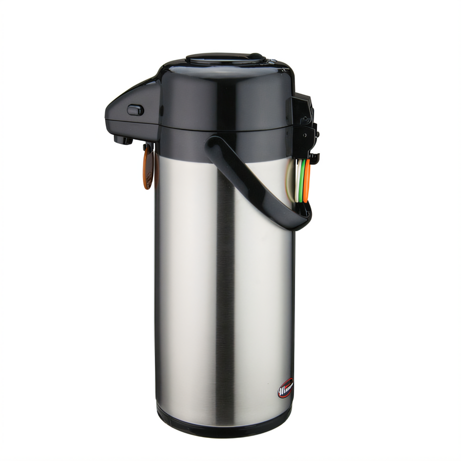 Product image #1 for Winco 2.5 Liter Stainless Steel Push Button Double-Wall Insulated Airpot with Swivel Base