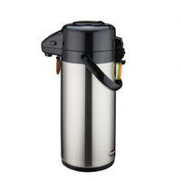 Winco 2.5 Liter Stainless Steel Push Button Double-Wall Insulated Airpot with Swivel Base