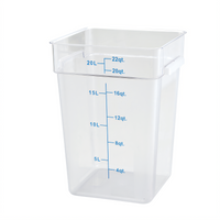 22 Qt Square Clear Polycarbonate Food Storage Container, Container Only