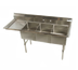 Thumbnail image #1 for Klinger's Trading Economy Three-Compartment Stainless Steel Sink with Left Drainboard, 78-Inch Wide