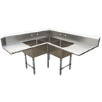 Thumbnail image #1 for BK Resources BKSDT-CO3-2012-RS Corner 3-Compartment Soiled Dishtable, Right-to-Left, 10-Inch Backsplash, 304 Stainless Steel