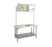 Advance Tabco Stainless Steel Demo Table with Table-Mounted Glass Mirror and Adjustable Undershelf, 60 x 36 x 97.5 Inches