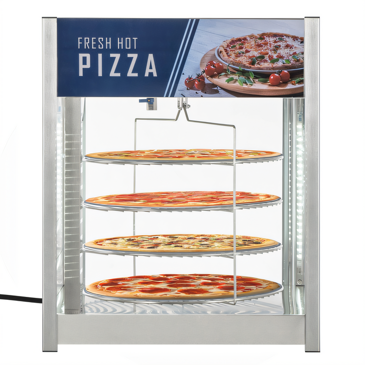 Product image #1 for KoolMore KM-HPD4-18 Floor Model Self-Service Heated Hot Food Display Case with Humidity Control, 4 Shelves, Stainless Steel