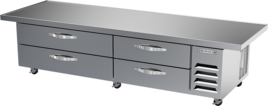 Product image #1 for Beverage-Air 96-Inch Four-Drawer Worktop Cook Stand Freezer with Extended Top