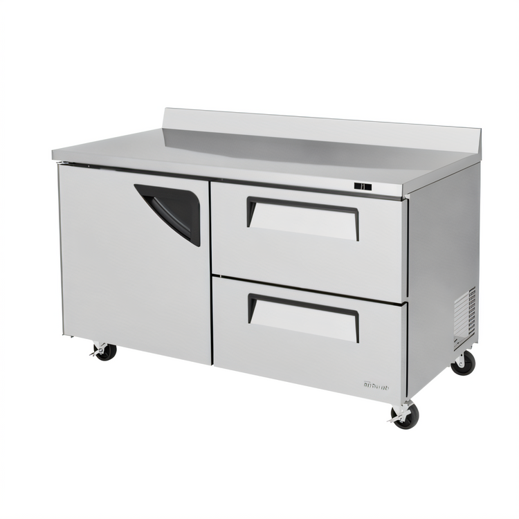 Product image #1 for Turbo Air Super Deluxe 60-Inch Two-Section Worktop Refrigerator with 1 Door and 2 Drawers