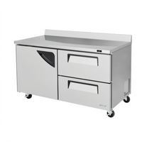 Turbo Air Super Deluxe 60-Inch Two-Section Worktop Refrigerator with 1 Door and 2 Drawers