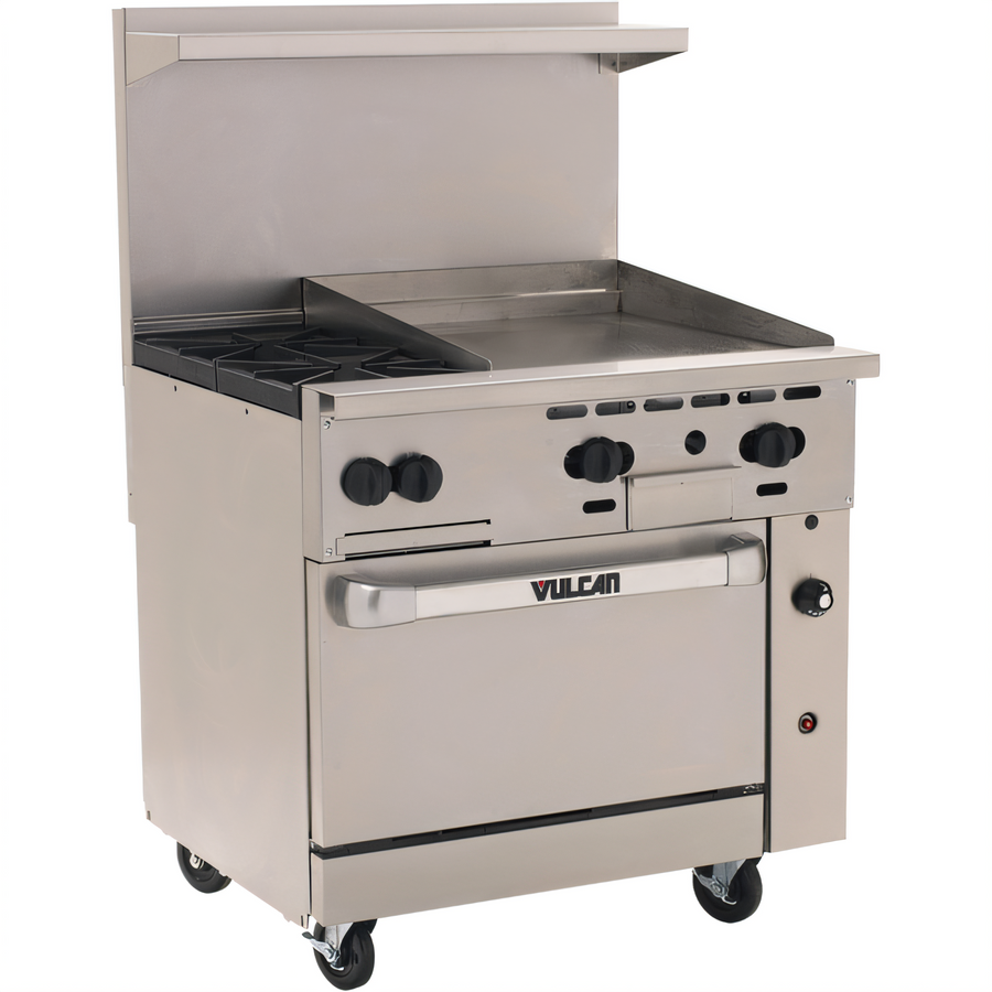 Product image #1 for Vulcan Endurance 36-Inch Gas Restaurant Range with 2 Open Burners, 24-Inch Griddle, and Convection Oven