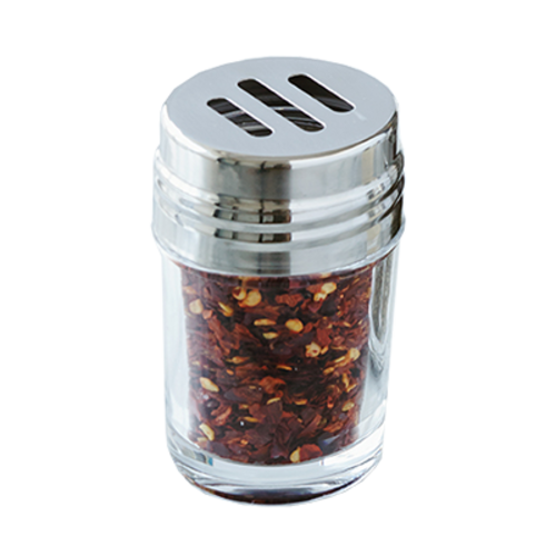 Product image #1 for American Metalcraft 2 oz. Clear Glass Spice Shaker with Stainless Steel Slotted Top