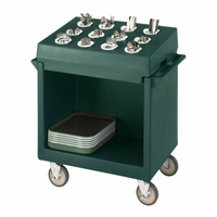 Cambro Tray & Dish Cart with Detachable 12-Compartment Cutlery Rack, Granite Green