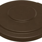 Thumbnail image #1 for CFS Brands Bronco 84102101 20 Gallon Round Plastic Waste Bin Lid, Brown, Snap-Down Tab Locks Case of 6