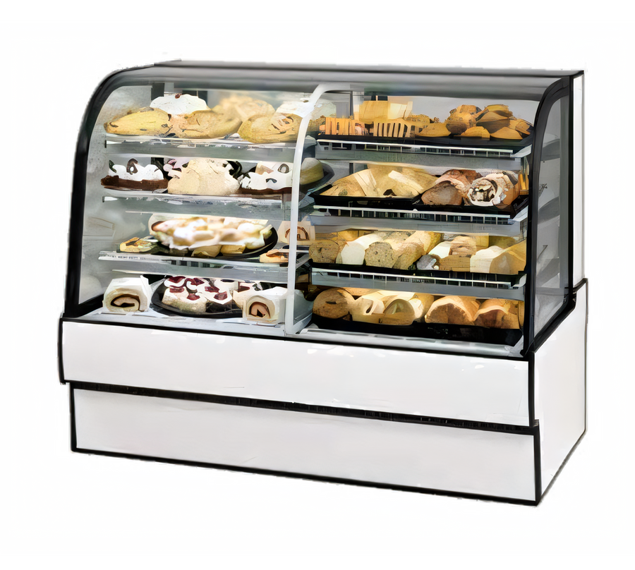 Product image #1 for Federal Industries Curved Glass Vertical Dual-Zone Bakery Display Case, Left Refrigerated / Right Non-Refrigerated, 50.13-Inch Wide