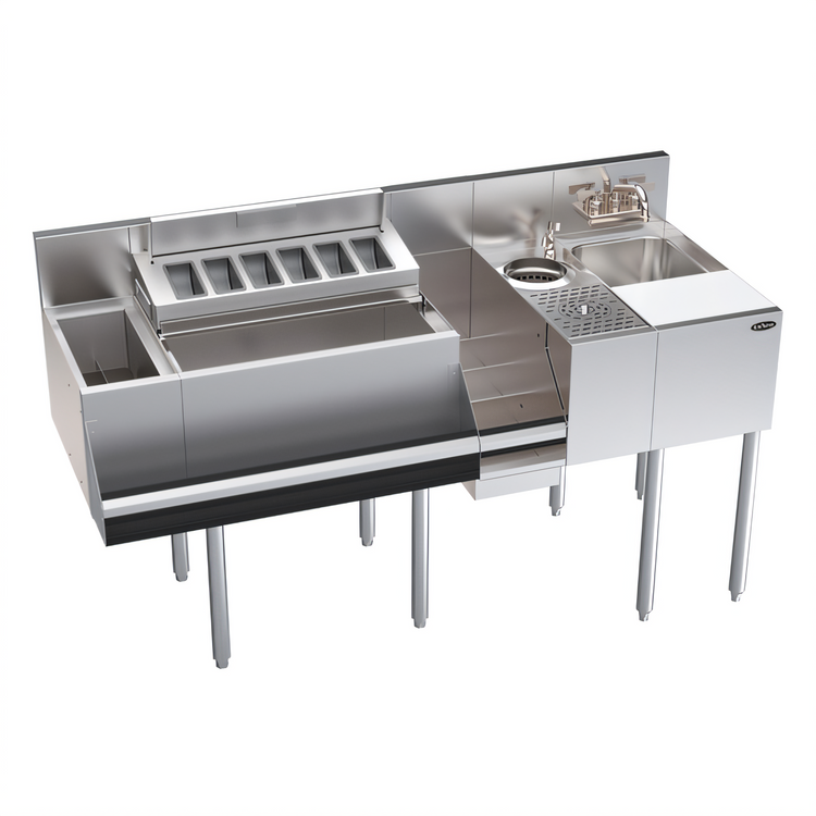 Product image #1 for Krowne Royal Series 60-Inch Single Zero-Step Beverage Speed Station with Ice Bin, Dump Sink, Glass Rinser and Speedrail