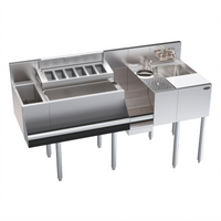 Krowne Royal Series 60-Inch Single Zero-Step Beverage Speed Station with Ice Bin, Dump Sink, Glass Rinser and Speedrail