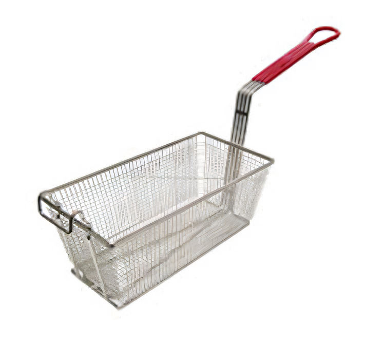 Product image #1 for Admiral Craft FBR-13612 Rectangular Nickel Plated Steel Fryer Basket with Red-Coated Handle