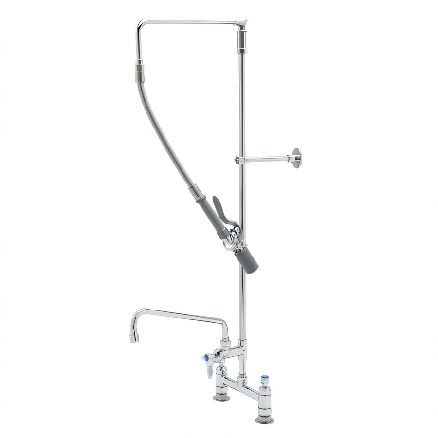 Product image #1 for T&S Brass EasyInstall Deck Mount Pre-Rinse Unit with Add-On Faucet and 12-Inch Swing Spout