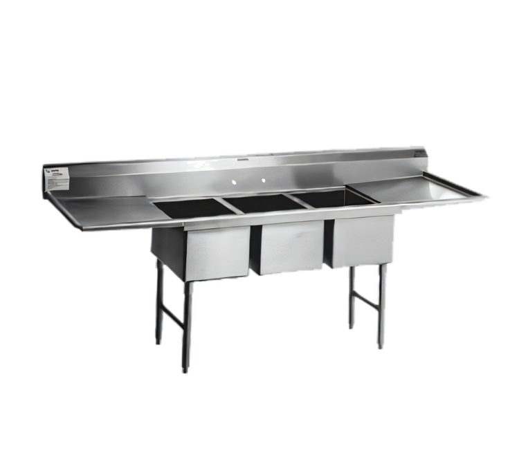 Product image #1 for Eagle Group Spec-Master Three-Compartment Supermarket Meat Platter Sink, 51 x 39 Inches, 14/304 Stainless Steel, No Drainboards