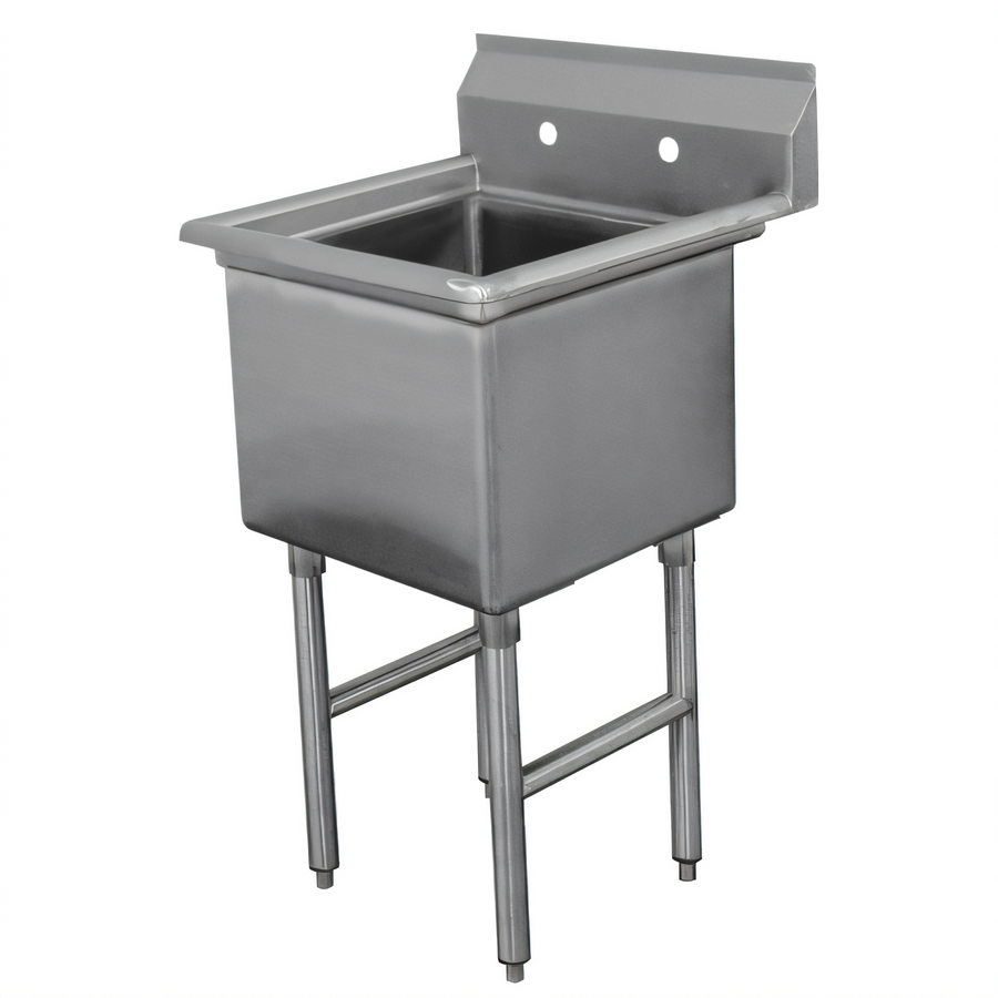 Product image #1 for Advance Tabco 1-Compartment Fabricated Commercial Sink, 24" x 24" x 14" Bowl, No Drainboards, 16-Gauge 304 Stainless Steel